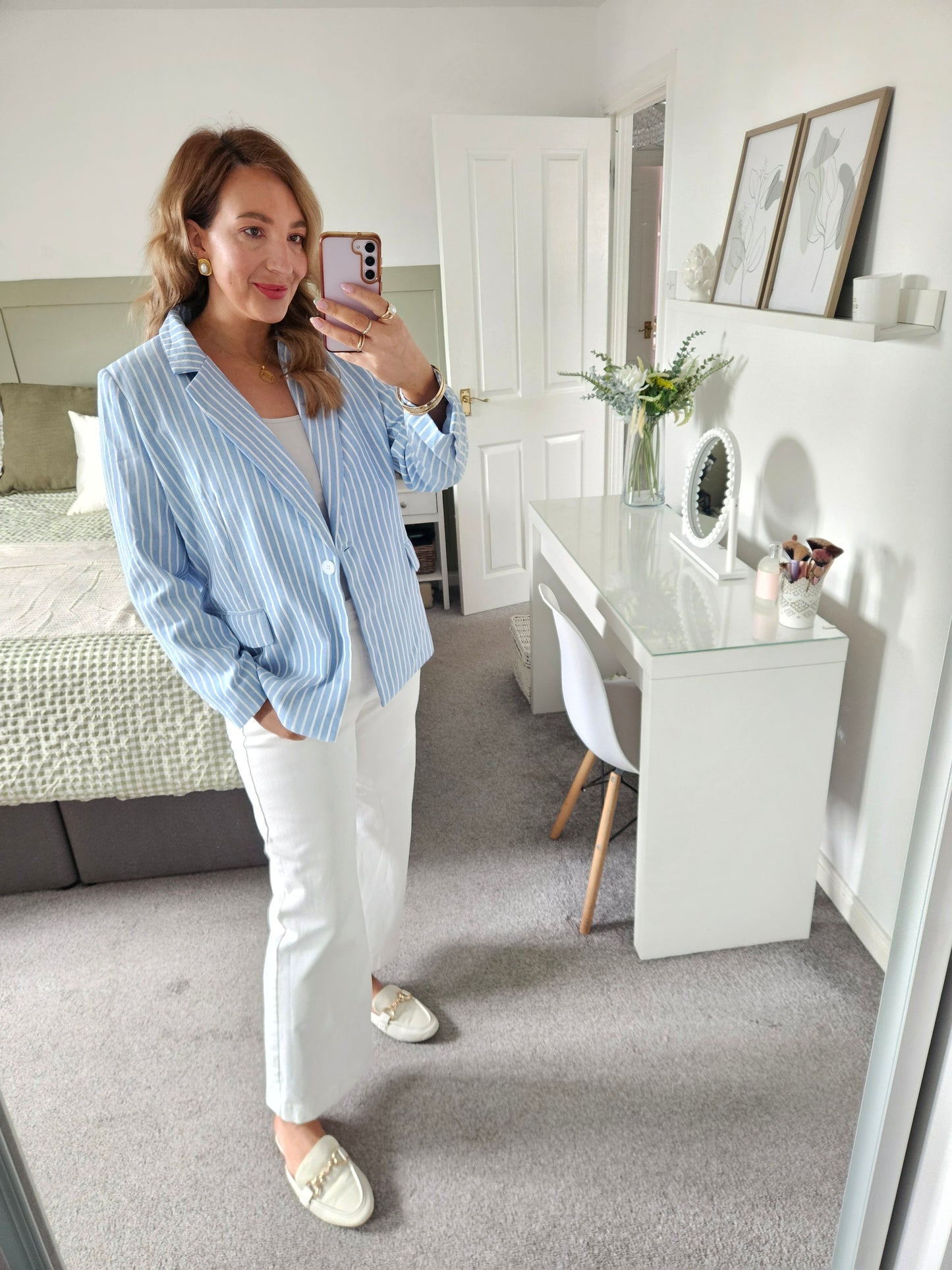 Blue pinstripe blazer